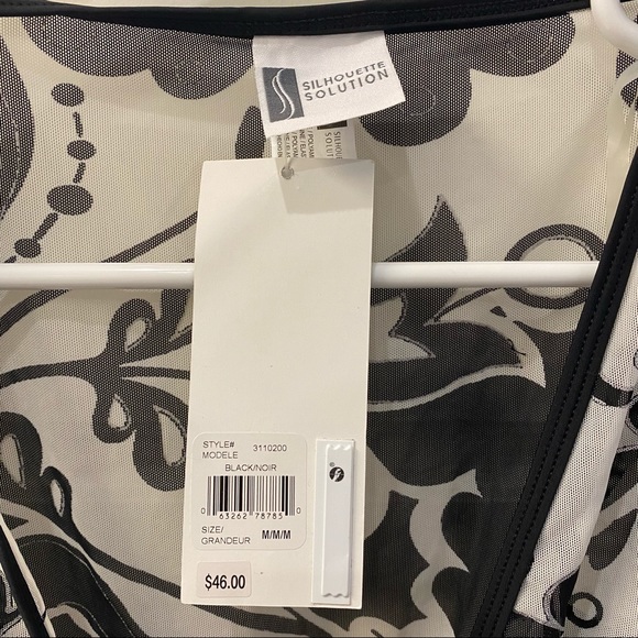 2/$25 Silhouette Solution Black and White Beach Swim Coverup Size M - Picture 3 of 4